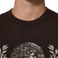 Dolce & Gabbana Brown Coin Laurel Print Men Crew Neck T-shirt