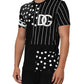 Dolce & Gabbana Black Cotton Polka Dots Round Neck T-shirt