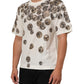 Dolce & Gabbana White Coin Print Cotton Crew Neck Men T-shirt