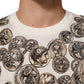 Dolce & Gabbana White Coin Print Cotton Crew Neck Men T-shirt