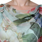 Dolce & Gabbana Blue Floral Print Tiered Long Maxi Dress