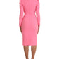 Dolce & Gabbana Pink Polyester Long Sleeves Sheath Midi Dress