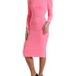 Dolce & Gabbana Pink Polyester Long Sleeves Sheath Midi Dress