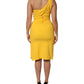 Dolce & Gabbana Yellow One Shoulder Side Slit Sheath Dress