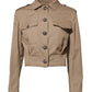 Dolce & Gabbana Beige Cotton Button Up Fitted Cropped Jacket