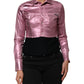 Dolce & Gabbana Pink Cotton Stretch Collared Cropped Jacket