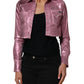 Dolce & Gabbana Pink Cotton Stretch Collared Cropped Jacket