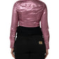 Dolce & Gabbana Pink Cotton Stretch Collared Cropped Jacket