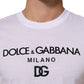 Dolce & Gabbana White Logo Print Cotton Men Crew Neck T-shirt