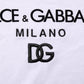 Dolce & Gabbana White Logo Print Cotton Men Crew Neck T-shirt