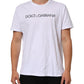 Dolce & Gabbana White Logo Print Cotton Crew Neck T-shirt
