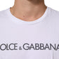 Dolce & Gabbana White Logo Print Cotton Crew Neck T-shirt