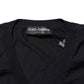 Dolce & Gabbana Black Cashmere Knit V-Neck Pullover Sweater