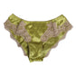 Dolce & Gabbana Green Silk Satin Floral Lace Trim Panty Underwear
