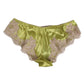 Dolce & Gabbana Green Silk Satin Floral Lace Trim Panty Underwear