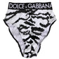 Dolce & Gabbana Black White Sequin High Waist Panty Underwear