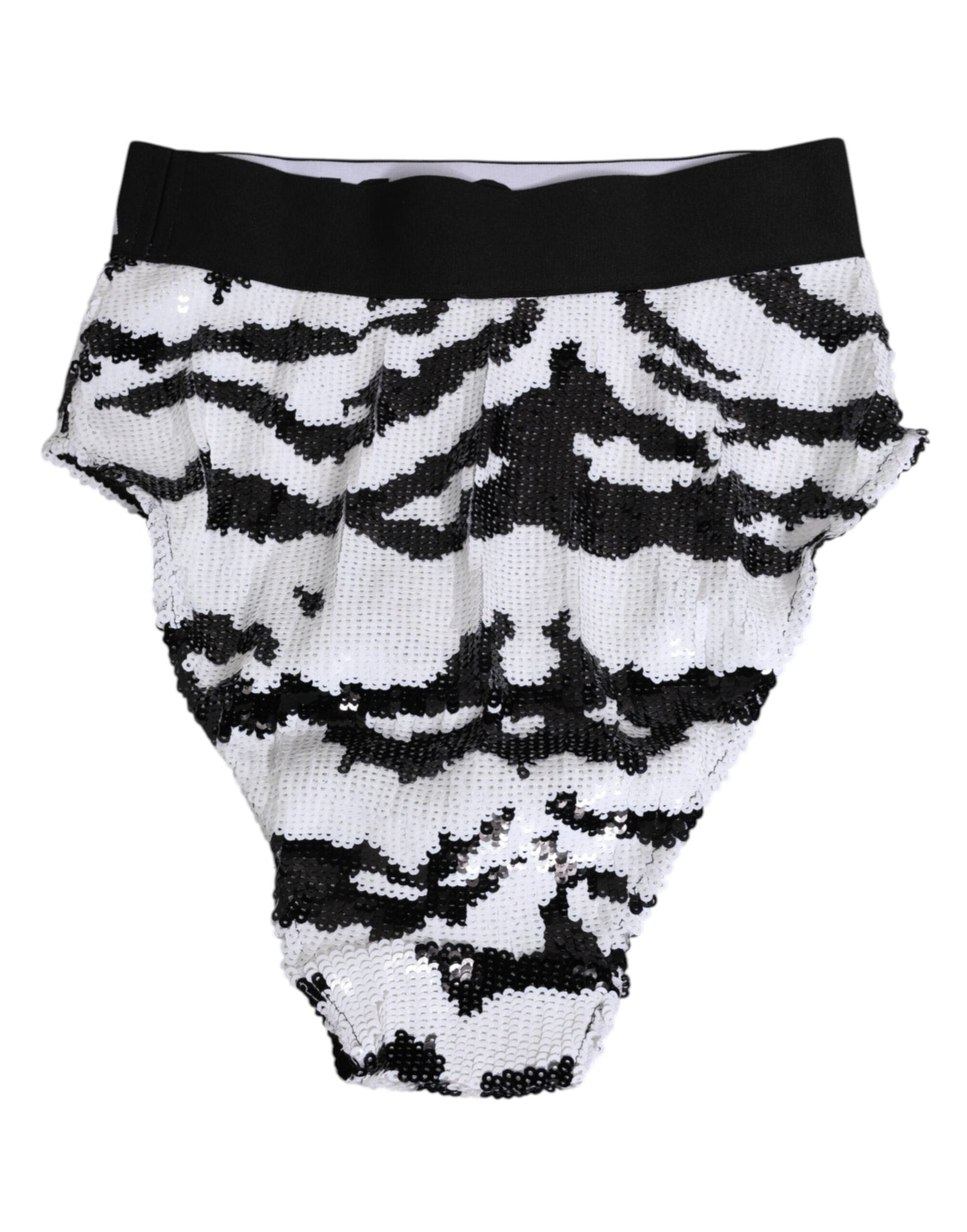 Dolce & Gabbana Black White Sequin High Waist Panty Underwear