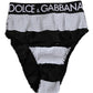 Dolce & Gabbana Black White Sequin High Waist Panty Underwear