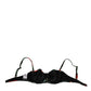 Dolce & Gabbana Black Floral Nylon Padded Balconnet Bra Underwear