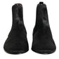Dolce & Gabbana Black Leather Fur Men CHELSEA Boots Shoes