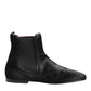 Dolce & Gabbana Black Leather Fur Men CHELSEA Boots Shoes