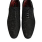 Dolce & Gabbana Black Brocade Lace Up Derby Men Dress Shoes