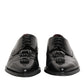Dolce & Gabbana Black Leather Jeweled Crystals Derby Shoes