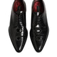 Dolce & Gabbana Black Leather Jeweled Crystals Derby Shoes