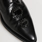 Dolce & Gabbana Black Leather Jeweled Crystals Derby Shoes