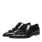 Dolce & Gabbana Black Leather Jeweled Crystals Derby Shoes