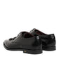 Dolce & Gabbana Black Leather Jeweled Crystals Derby Shoes