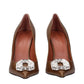 Amina Muaddi Brown Leather High Heel Pumps
