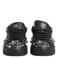 Dolce & Gabbana Black Portofino Studded Men Sneakers Shoes