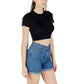 Jacqueline De Yong Black Viscose T-Shirt