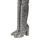Dolce & Gabbana Silver Sequins Glitter High Heel Boot Shoes