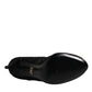 Dolce & Gabbana Black Lace Stretch Heels Mid Calf Boots Shoes
