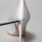 Dolce & Gabbana White Crystals Peep Toe Satin Pumps Shoes