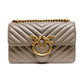 PINKO Grey Leather Love One Mini Shoulder Bag