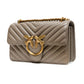 PINKO Grey Leather Love One Mini Shoulder Bag