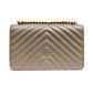 PINKO Grey Leather Love One Mini Shoulder Bag