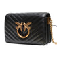 PINKO Black Leather Love Click Mini Shoulder Bag