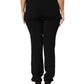 Exte Black Viscose Acetate Blend Straight Leg High Waist Pants