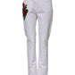 Dolce & Gabbana White Floral Sequined Embroid GIRLY Denim Jeans
