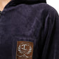Cavalli Class Purple Cotton Blend Velvet Zip-Up Hoodie Sweatshirt Sweater