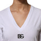 Dolce & Gabbana White Cotton V-Neck Short Sleeves T-Shirt
