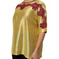 Dolce & Gabbana Yellow Silk Satin Floral Lace Short Sleeves Top