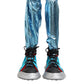 Dolce & Gabbana Blue Lace Up Over The Knee Socks Men Boots Shoes