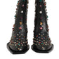 Dolce & Gabbana Black Crystal Embellished Men Short Boots Shoes