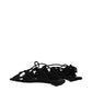 The Attico Black Leather Flat Sandals