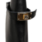 Dolce & Gabbana Black Logo Plaque Over The Calf Boots Shoes